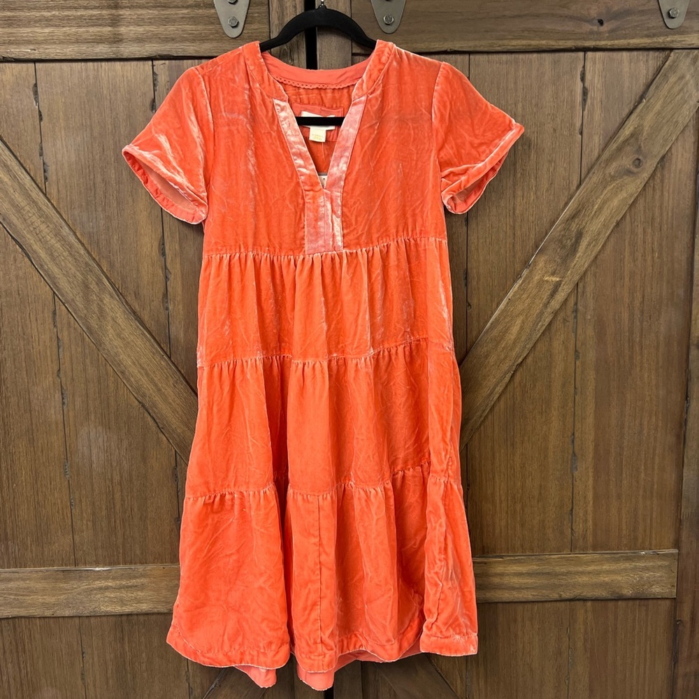 Maeve by Anthropologie Harper Velvet Mini Tunic Dress in Dried Coral Size M NWT - Picture 5 of 13